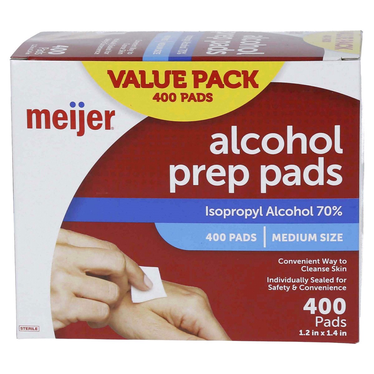 slide 1 of 9, Meijer alcohol prep pads, Value Size, 400 ct