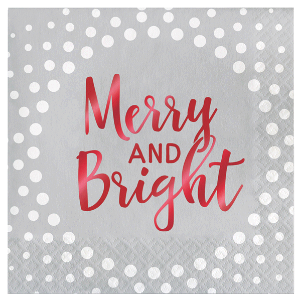 slide 1 of 1, Creative Converting Sparkle & Shine Merry & Bright Silver Luncheon Napkins, 1 ct
