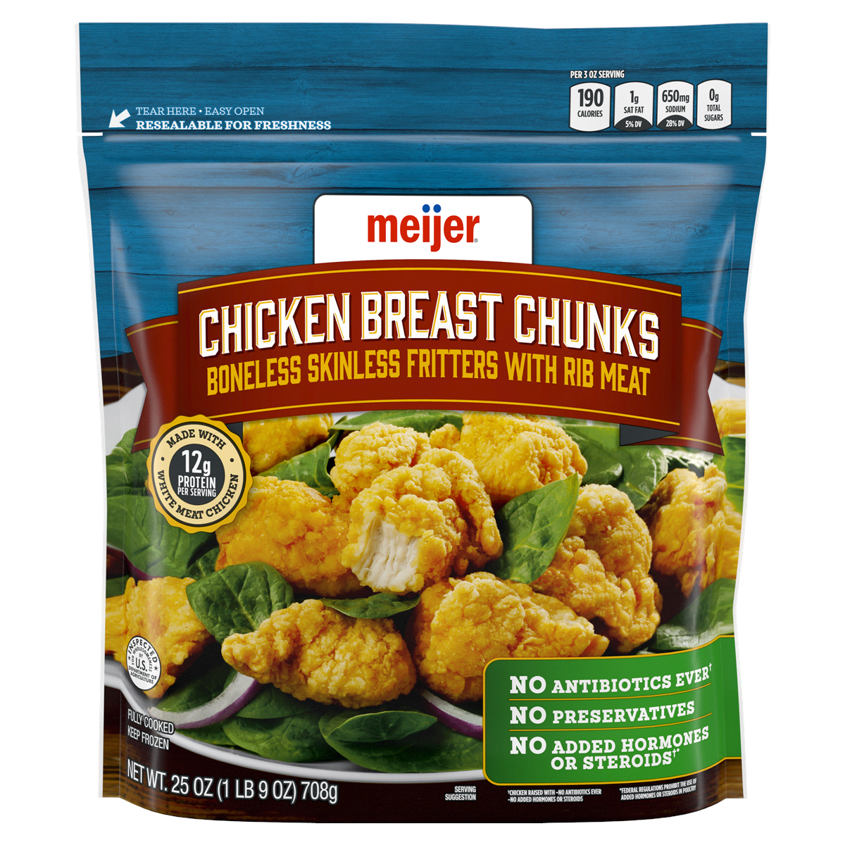 slide 1 of 2, Meijer Chicken Breast Chunks, 25 oz