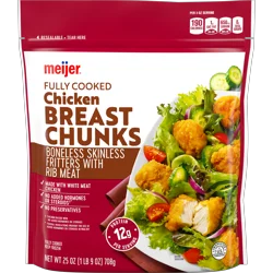 MEIJER Fully Cooked Boneless Skinless Chicken Breast Chunk Fritters w/ Rib Meat