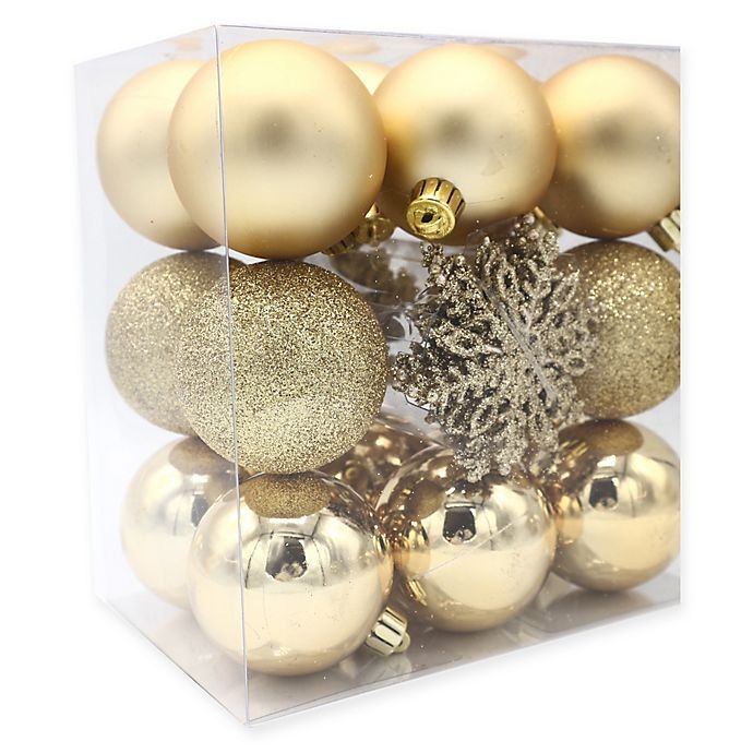 slide 1 of 1, Winter Wonderland Shatterproof Christmas Ball Ornaments - Gold, 26 ct