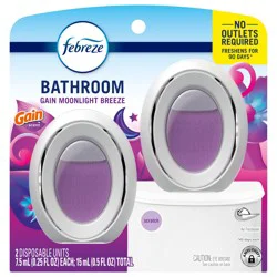 Febreze Bathroom Air Freshener, Odor-Fighting, Gain Moonlight Breeze Scent, 2 Count