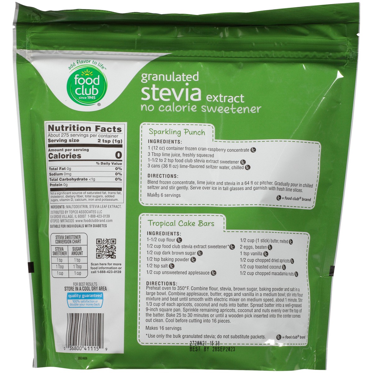 slide 10 of 10, Food Club Granulated Stevia Extract No Calorie Sweetener, 9.7 oz