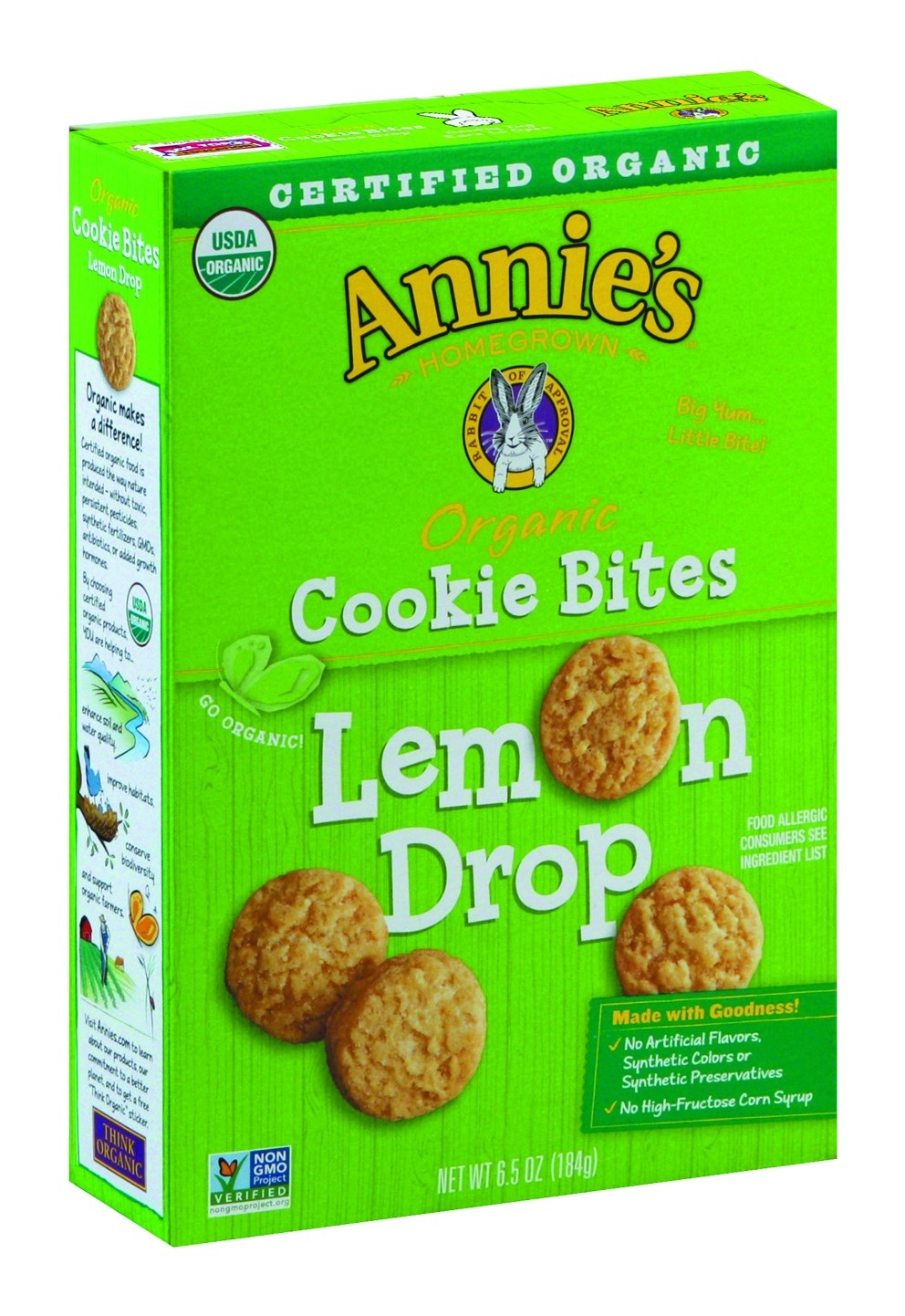 slide 1 of 1, Annie's Organic Lemon Drop Cookie Bites, 6.5 oz