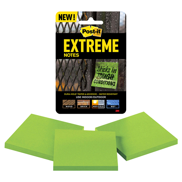 slide 1 of 1, Post-it Extreme Notes, EXTRM33-3TRYGN, 3 in x 3 in (76 mm x 76 mm) Green, 1 ct