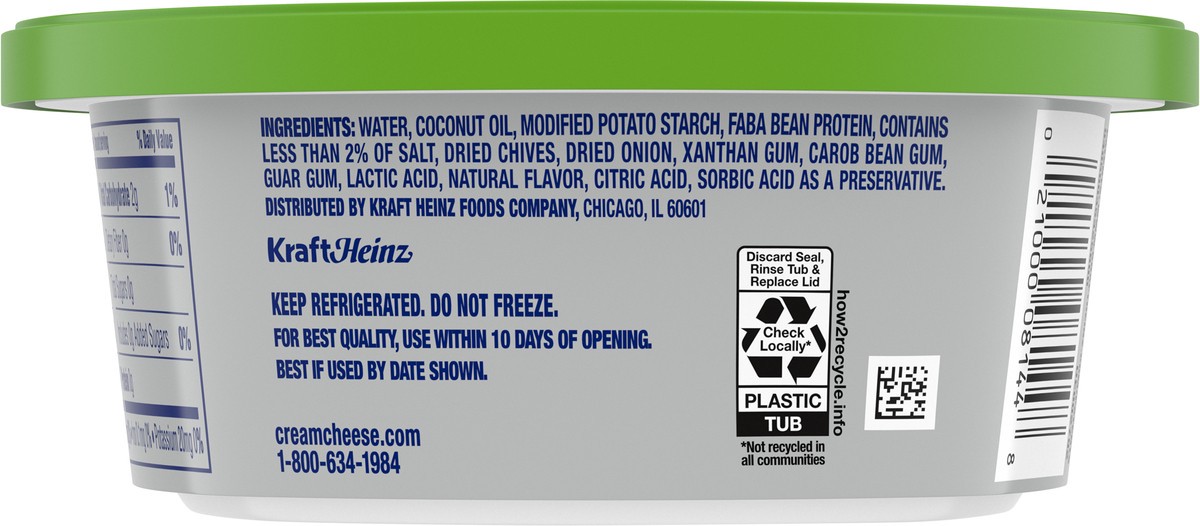 slide 7 of 9, Philadelphia Plant-Based Dairy Free Chive & Onion Cream Cheese Spread, 8 oz Tub, 8 oz