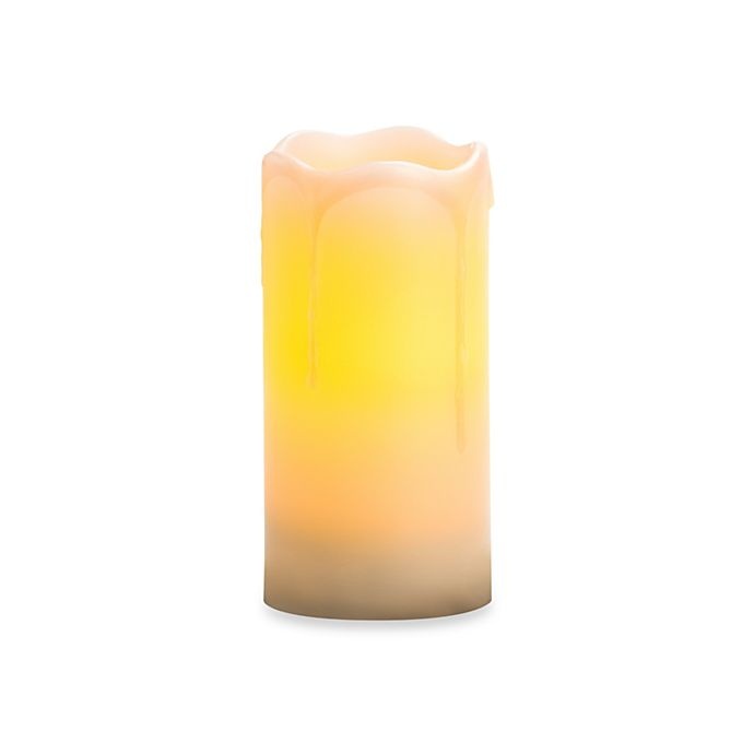 slide 1 of 1, Candle Impressions Melted Top Drip Flameless Wax Pillar Candle w/ Vanilla Fragrance, 3 in x 6 in