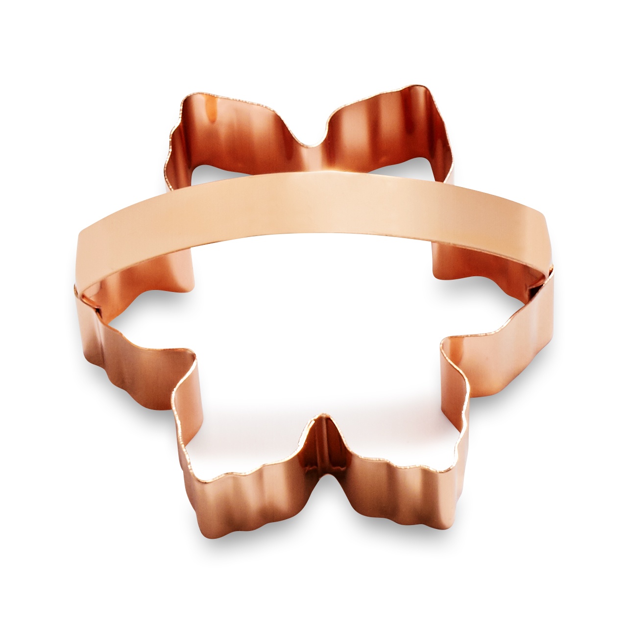 slide 1 of 1, Sur La Table Copper-Plated Snowflake Cookie Cutter with Handle, 3.5 in