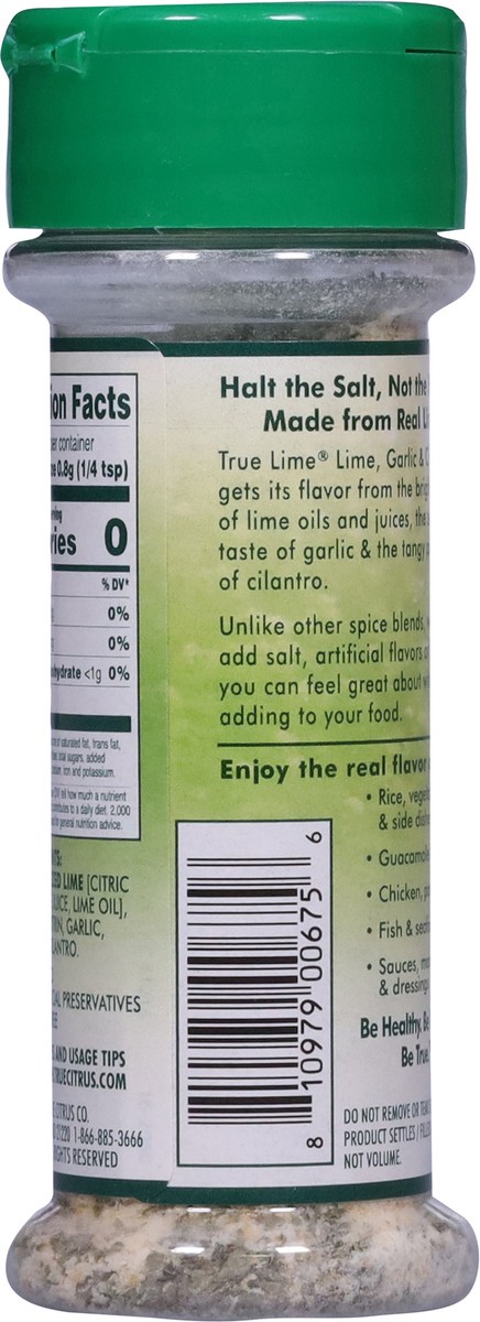 slide 11 of 13, True Lime Salt-Free Crystallized Lime, Garlic & Cilantro 1.94 oz, 1.94 oz