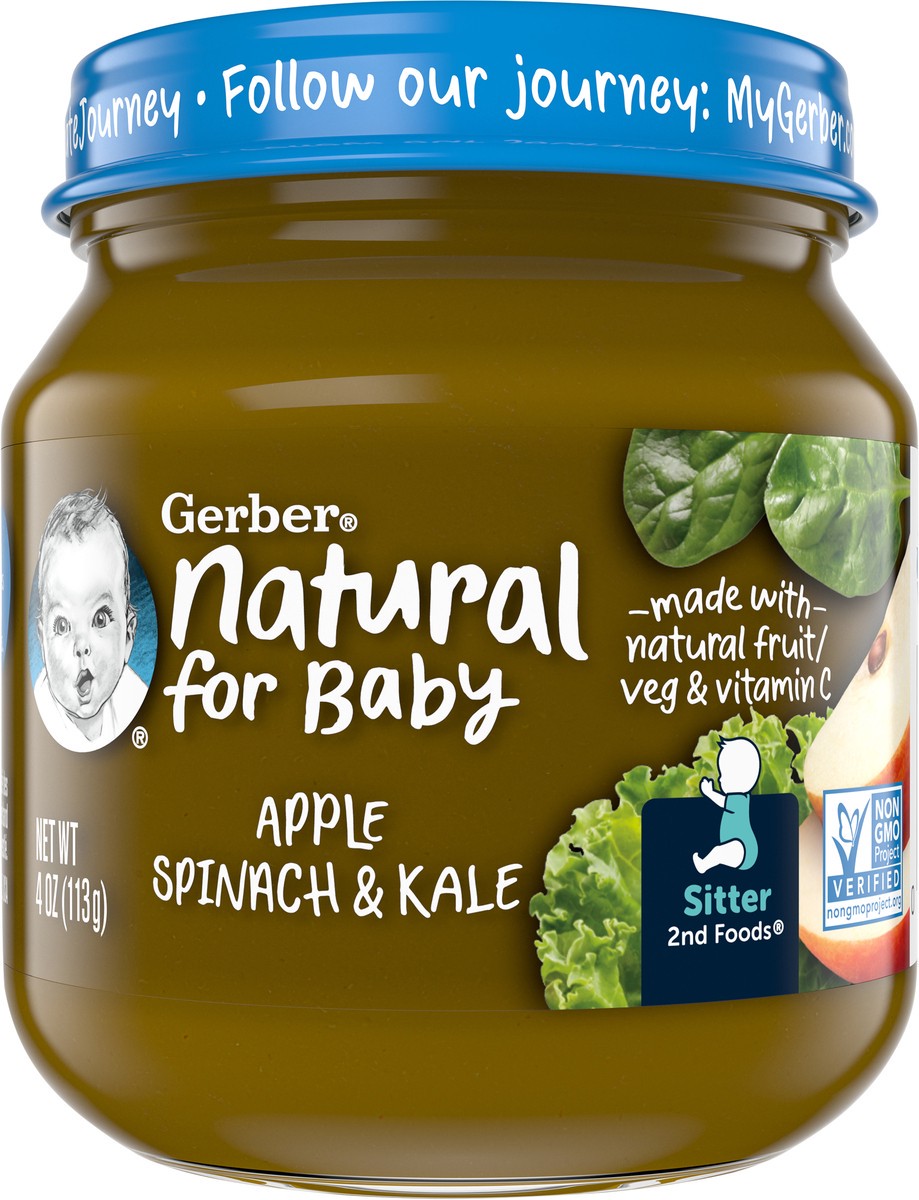 slide 1 of 13, Gerber Second Food Apple Spinach Kale, 4 oz