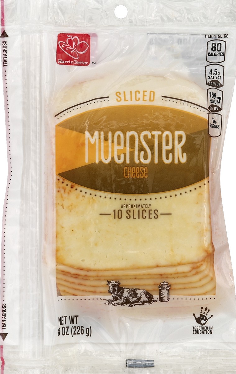 slide 1 of 5, Harris Teeter Sliced Muenster Cheese, 8 oz