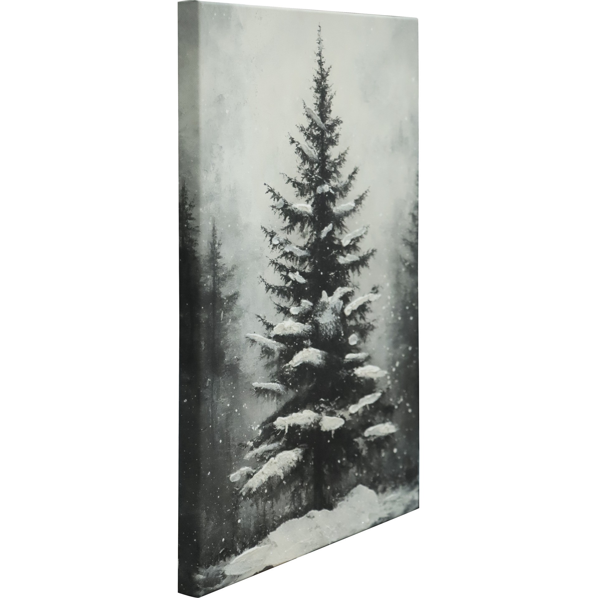 slide 2 of 7, 12" X 16" Black & White Snowy Tree Canvas Wall Decor By Ashland, 12 in x 16 in