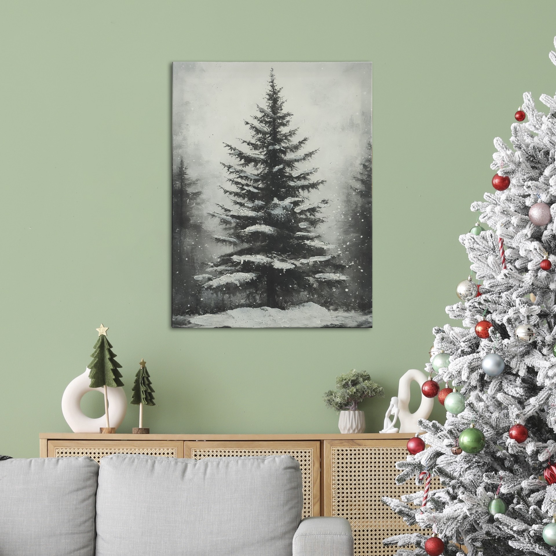slide 3 of 7, 12" X 16" Black & White Snowy Tree Canvas Wall Decor By Ashland, 12 in x 16 in