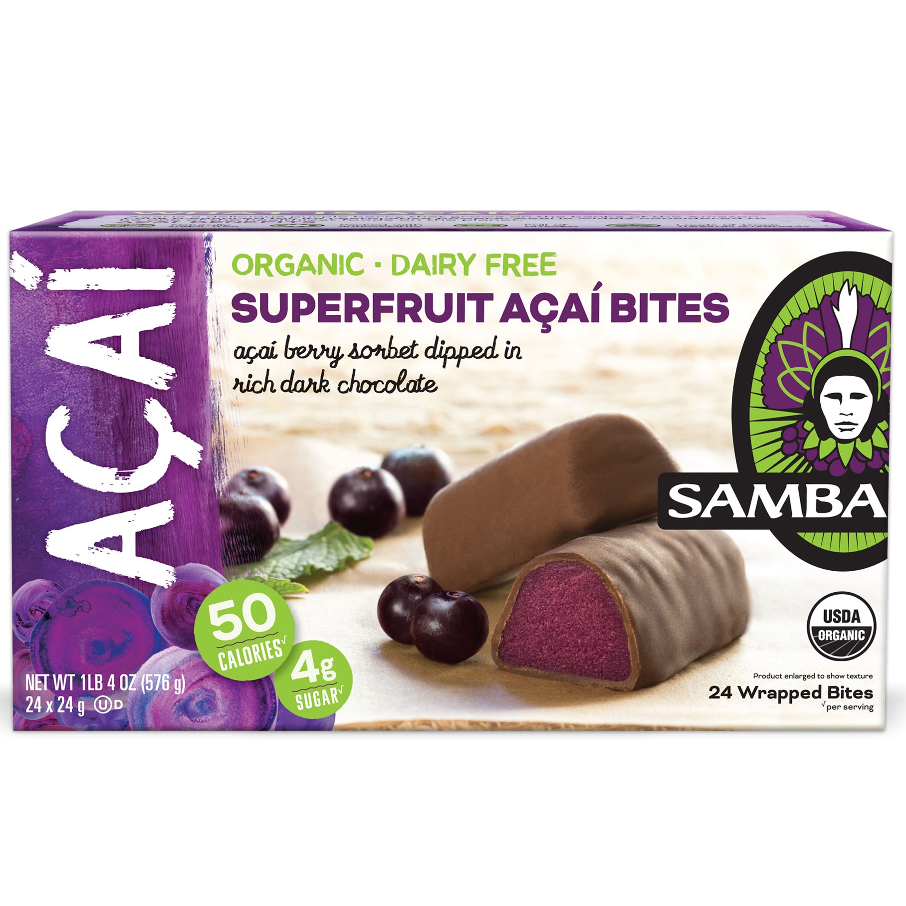 slide 1 of 2, Sambazon Organic Superfruit Acai Bites, 