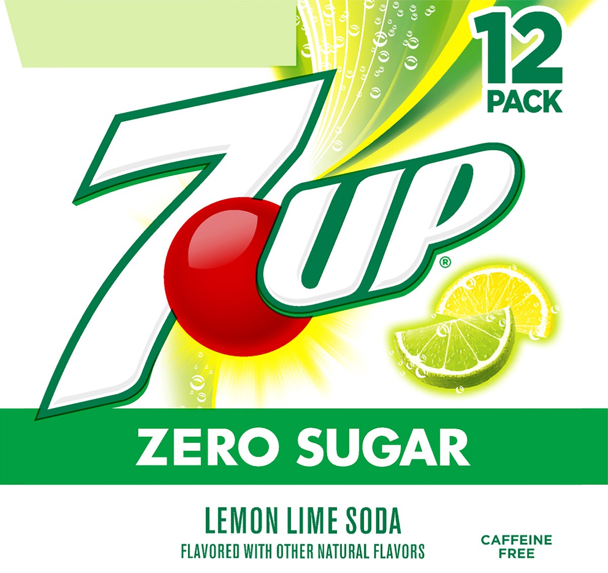 slide 5 of 7, 7-Up 12 Pack Zero Sugar Caffeine Free Lemon Lime Flavored Soda 12-12 fl oz Can - 12 ct; 12 fl oz, 12 ct; 12 fl oz