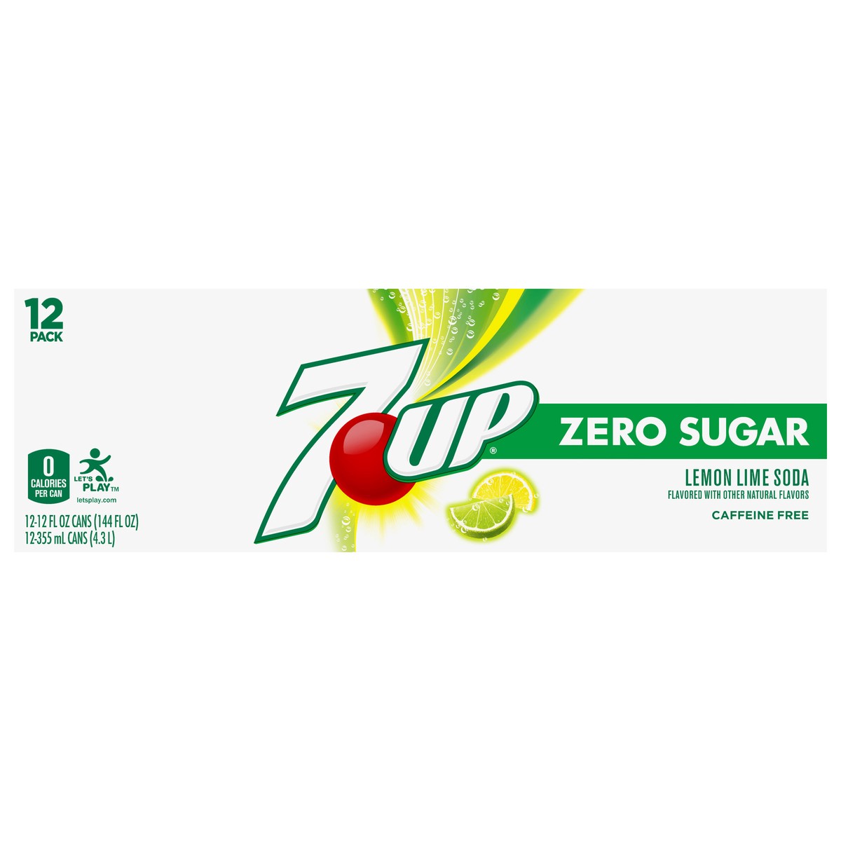 slide 1 of 7, 7-Up 12 Pack Zero Sugar Caffeine Free Lemon Lime Flavored Soda 12-12 fl oz Can - 12 ct; 12 fl oz, 12 ct; 12 fl oz
