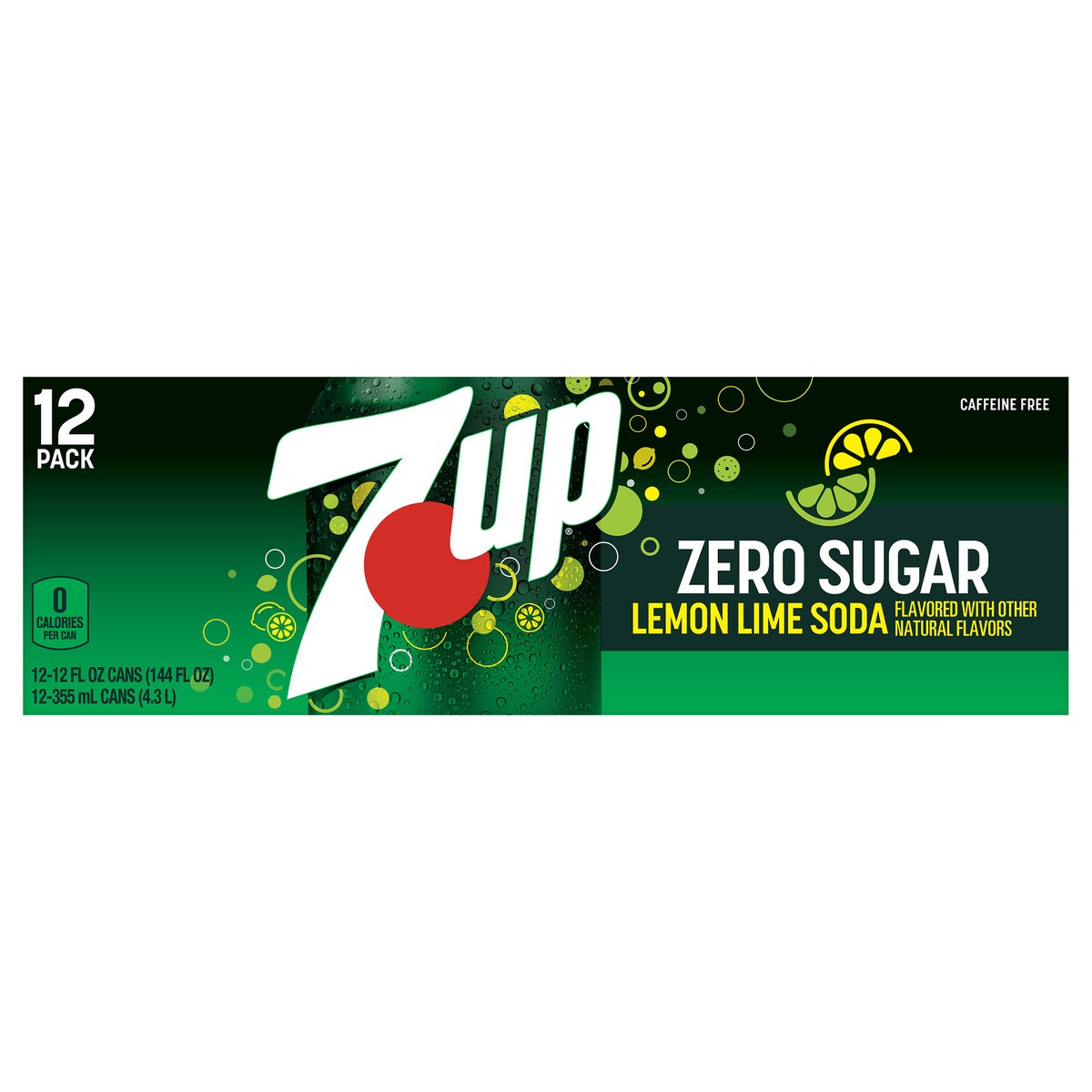 slide 1 of 7, 7UP Zero Sugar Lemon Lime Soda, 12 fl oz cans, 12 pack, 12 ct; 12 fl oz