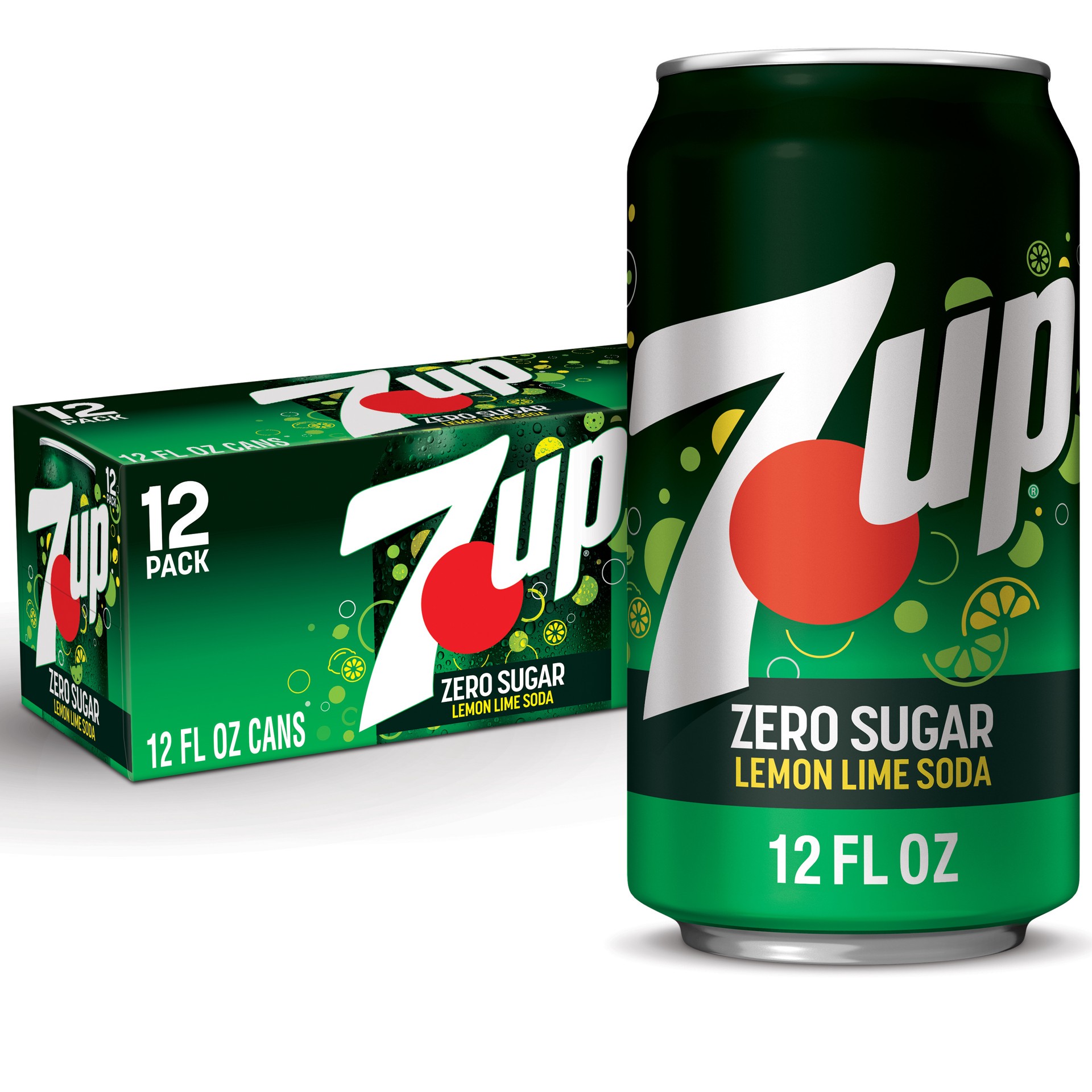 slide 1 of 7, 7UP Zero Sugar Lemon Lime Soda, 12 fl oz cans, 12 pack, 12 ct; 12 fl oz