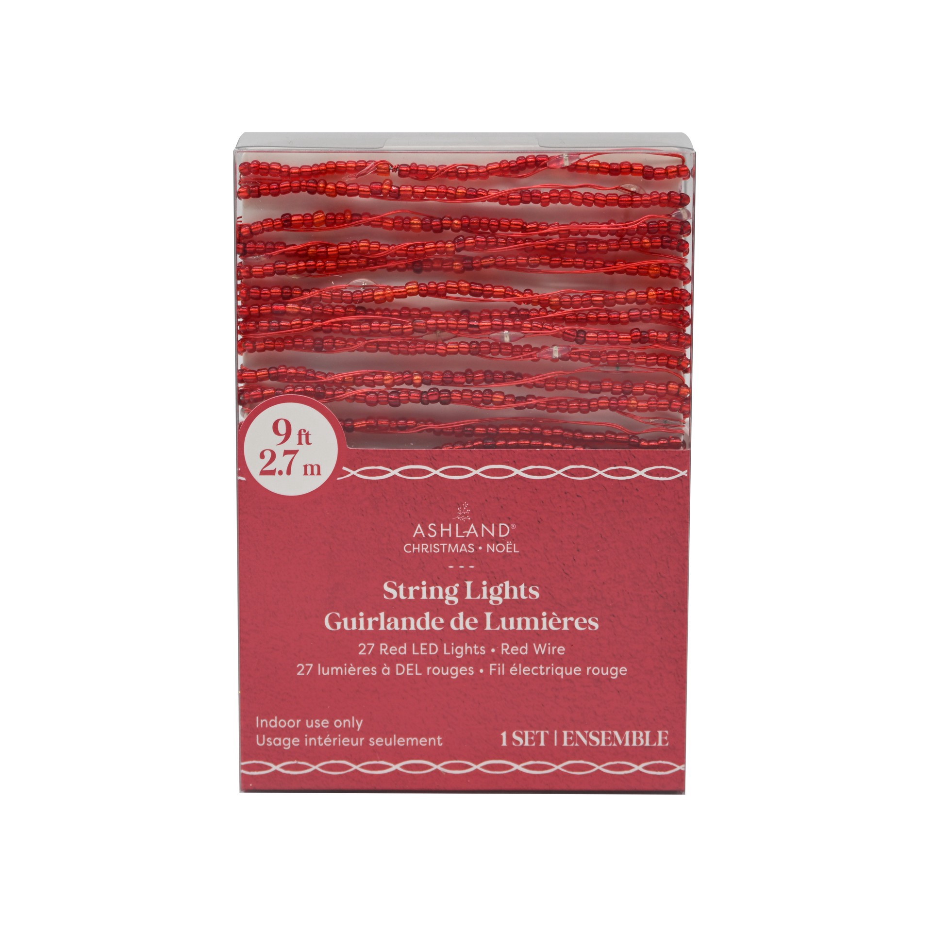 slide 3 of 3, 27ct. Red Led Beaded String Lights On Red Wire By Ashland, 27 ct