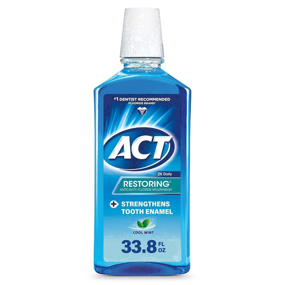 slide 25 of 85, ACT Cool Mint Restoring Fluoride Rinse, 33 oz