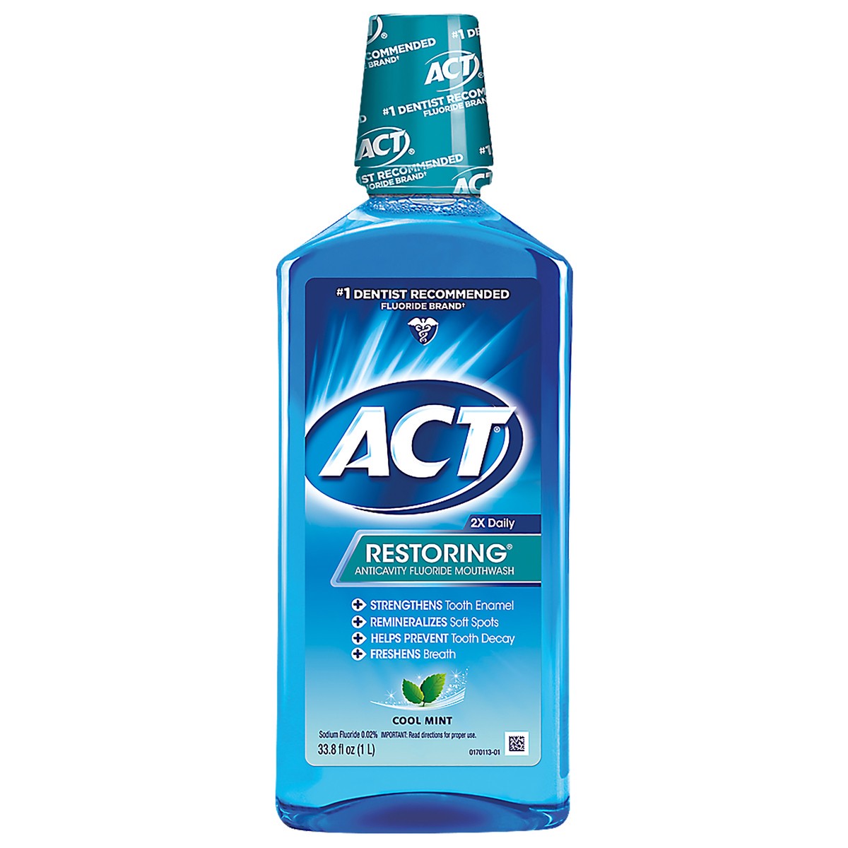 slide 1 of 85, ACT Cool Mint Restoring Fluoride Rinse, 33 oz