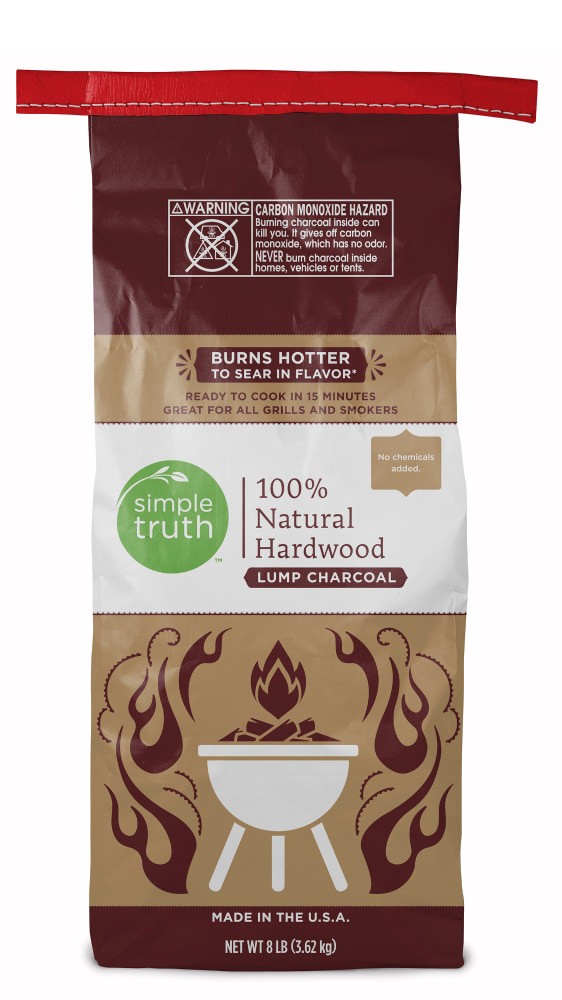 slide 1 of 3, Simple Truth 100% Natural Hardwood Lump Charcoal, 8 lb