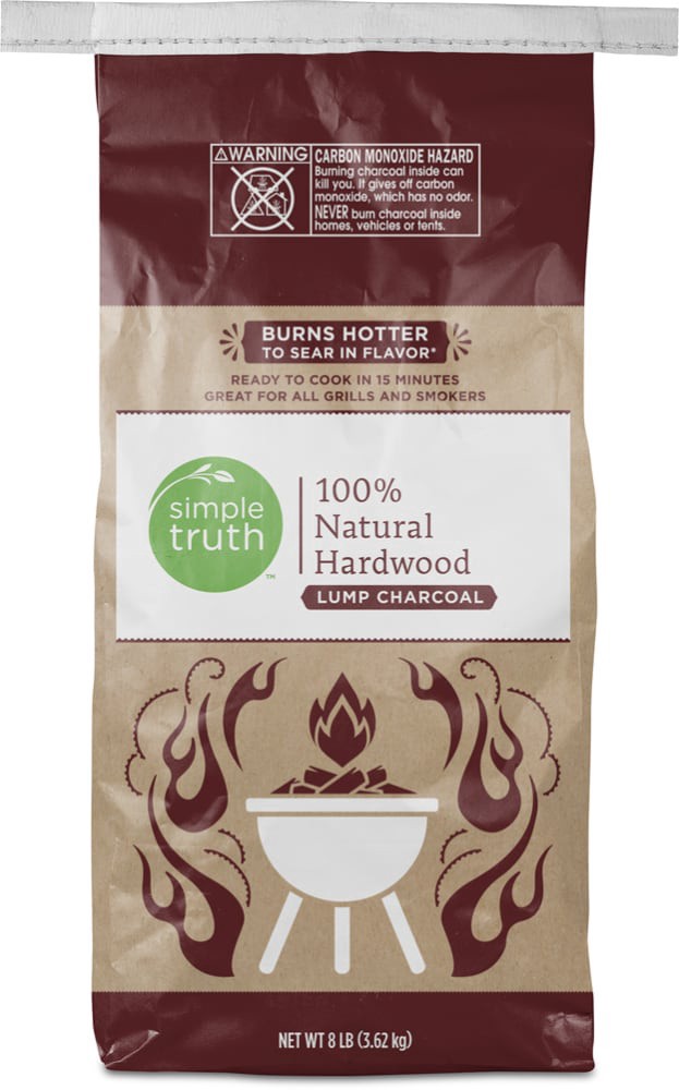 slide 1 of 3, Simple Truth 100% Natural Hardwood Lump Charcoal, 8 lb