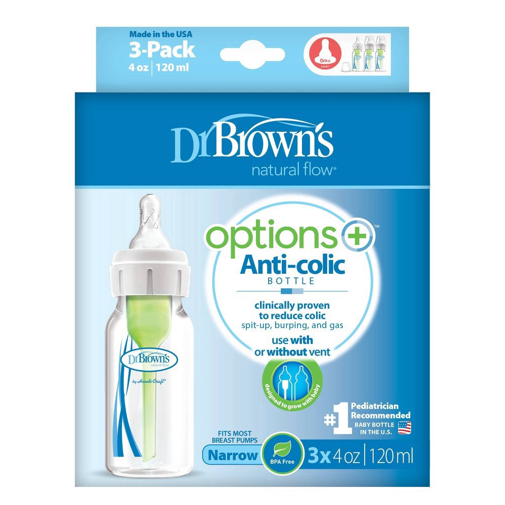 slide 14 of 18, Dr. Brown's Dr. Brown''s Options+ Anti-Colic Baby Bottles - 4oz - 3pk, 3 ct; 4 oz