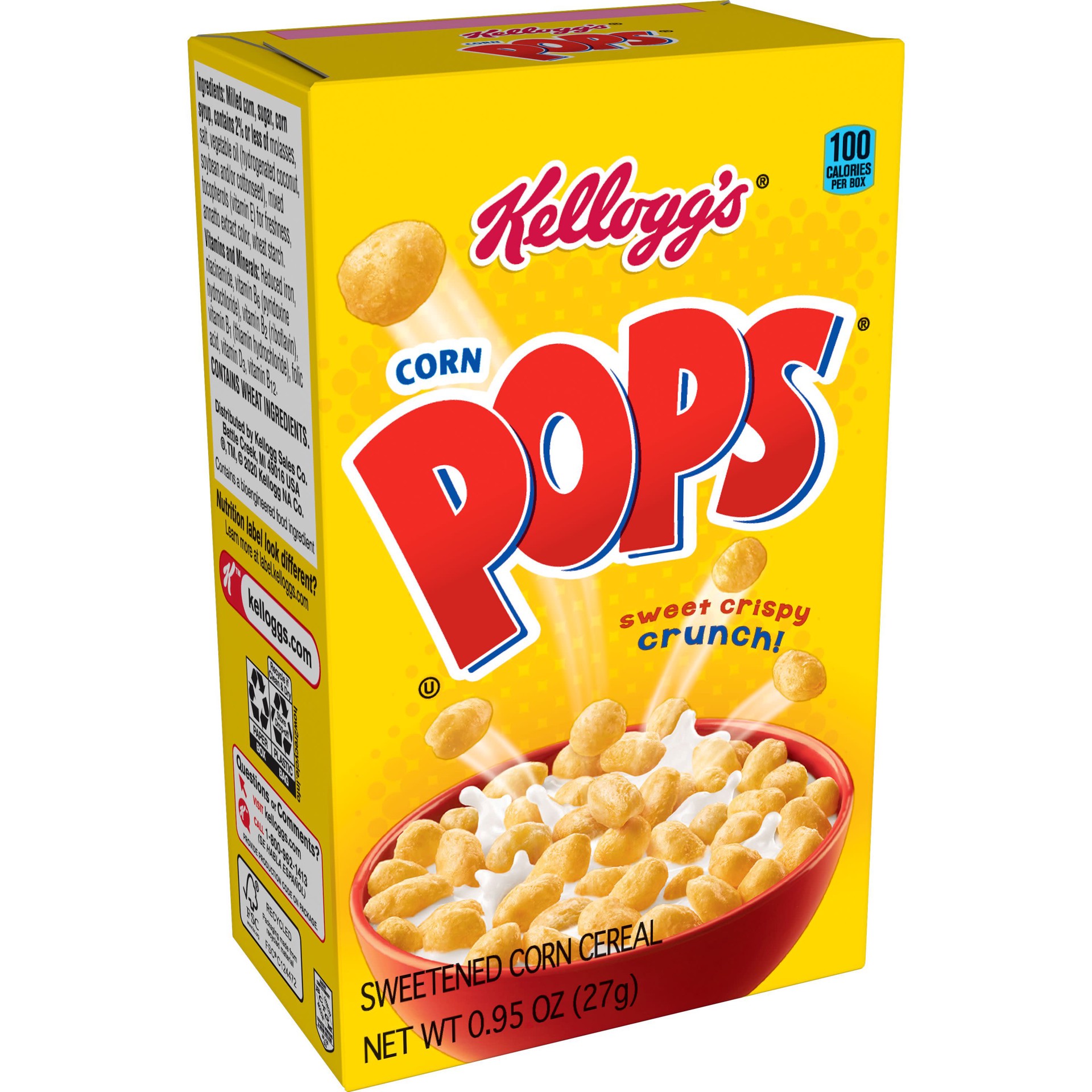 slide 1 of 5, Corn Pops Kellogg's Corn Pops Breakfast Cereal, 7 Vitamins and Minerals, Kids Snacks, Original, 0.95oz Box, 1 Box, 0.95 oz
