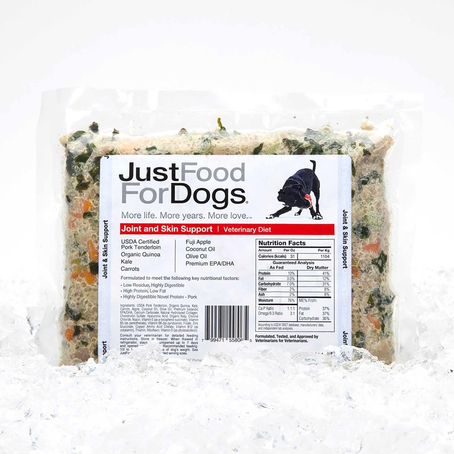 slide 1 of 1, JustFoodForDogs Vet Support Diets Joint & Skin Frozen Dog Food, 72 oz