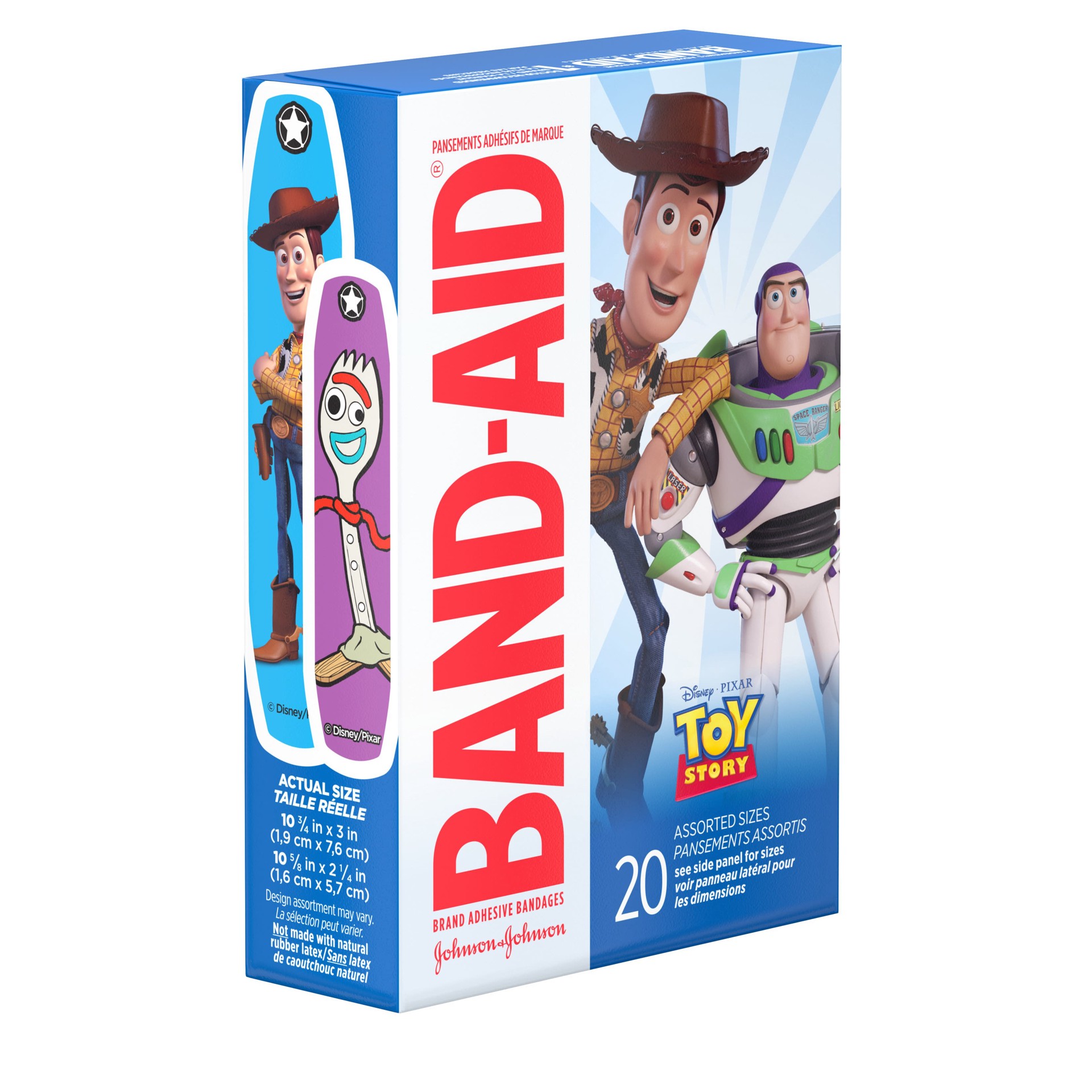 slide 4 of 9, BAND-AID Adhesive Bandages for Minor Cuts and Scrapes, Disney/Pixar Toy Story 4 for Kids, Assorted Sizes 20 ct, 20 ct