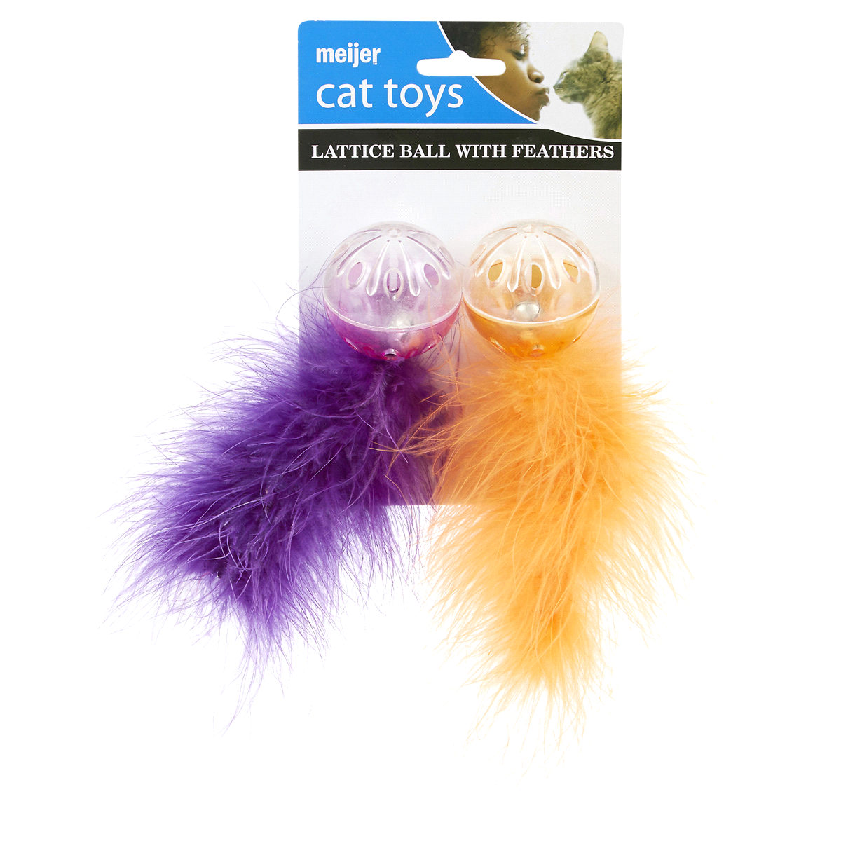 slide 1 of 2, Meijer Lattice Ball With Feathers Cat Toys, 2 ct