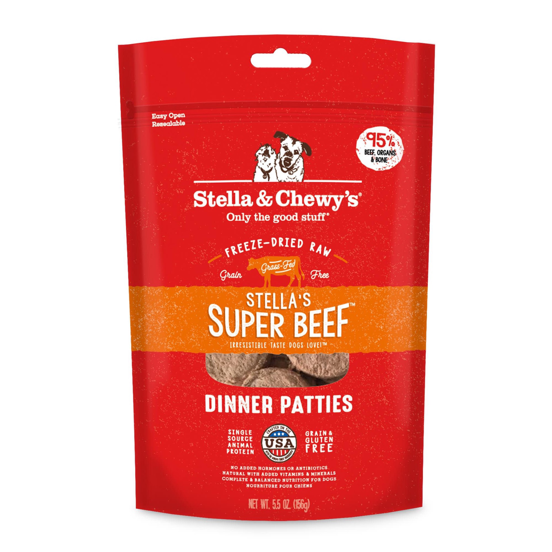 slide 1 of 1, Stella & Chewy's Freeze Dried Raw Dinner Patties High Protein Super Beef Recipe Dry Dog Food, 5.5 oz., 5.5 oz