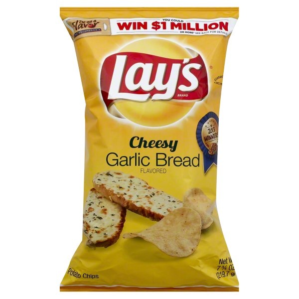 slide 1 of 1, Lay's Cheesy Garlic Bread Flavored Potato Chips, 7.75 oz