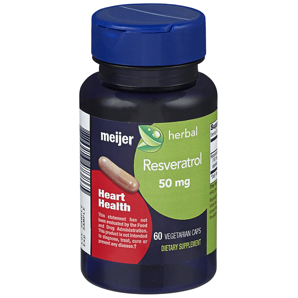slide 1 of 1, Meijer Herbal Resveratrol Vegetarian Caps, 60 ct; 50 mg