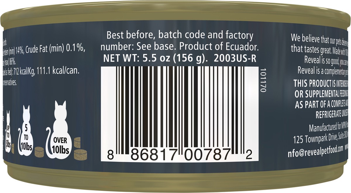 slide 9 of 10, Reveal Natural Wet Cat Food, Tuna Fillet in Broth, 5.5 oz Can, 5.50 oz