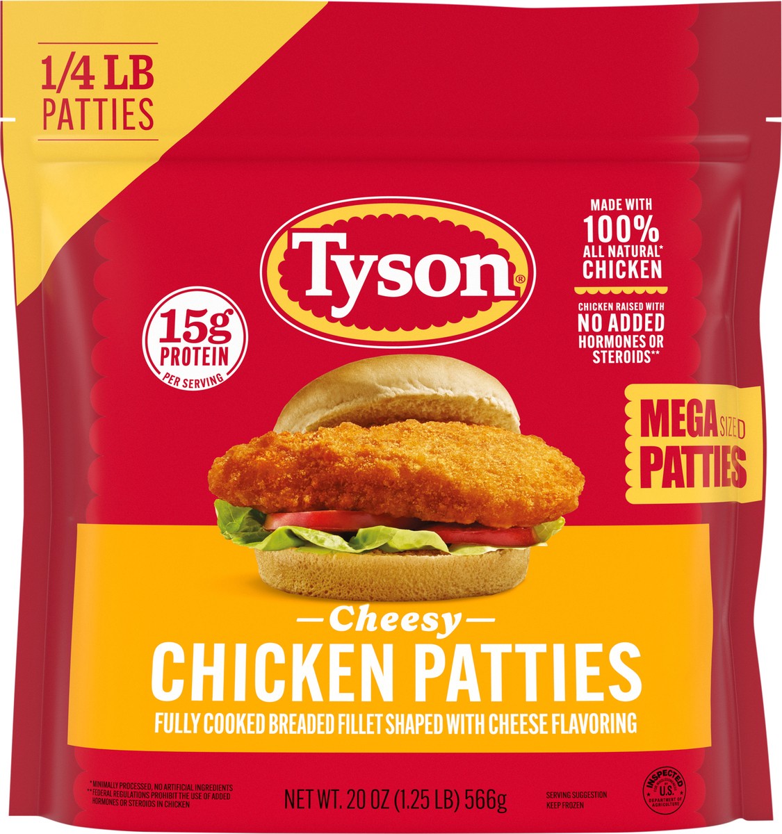 slide 5 of 12, Tyson Frozen Cheesy Mega Chicken Patties, 20 oz, 20 oz