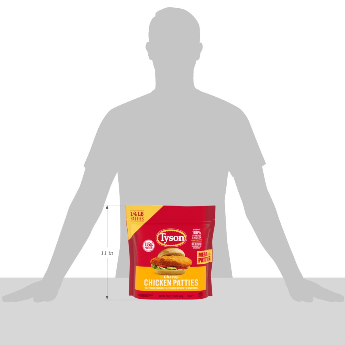 slide 4 of 12, Tyson Frozen Cheesy Mega Chicken Patties, 20 oz, 20 oz