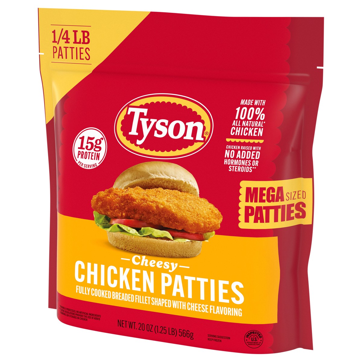 slide 12 of 12, Tyson Frozen Cheesy Mega Chicken Patties, 20 oz, 20 oz