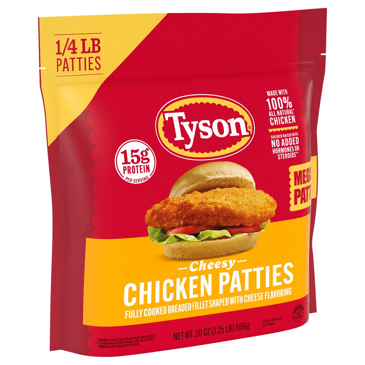 slide 7 of 12, Tyson Frozen Cheesy Mega Chicken Patties, 20 oz, 20 oz