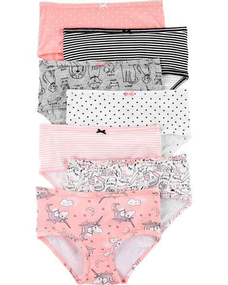 slide 1 of 1, Carter's Carters 7-Pack Unicorn Print Stretch Cotton Underwear Pink/Black 2-3, 1 ct