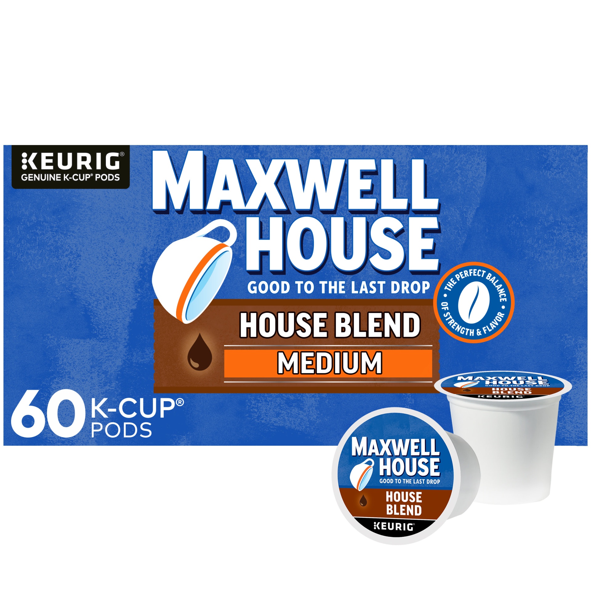 slide 1 of 2, Maxwell House House Blend Medium Roast K-Cup Coffee Pods, 60 ct