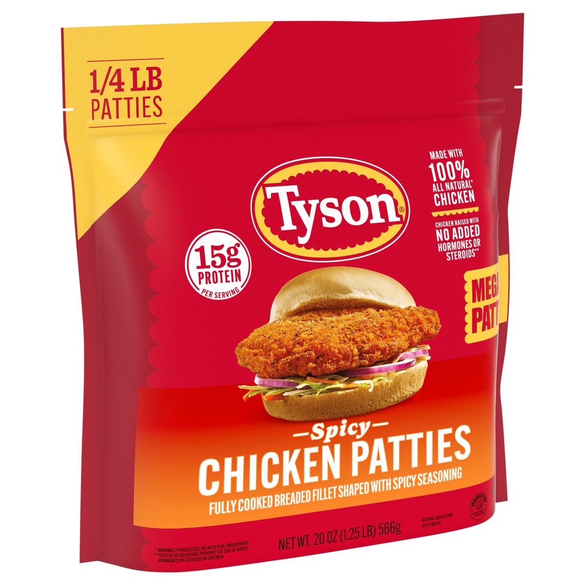 slide 3 of 13, Tyson Frozen Spicy Mega Chicken Patties, 20 oz, 20 oz