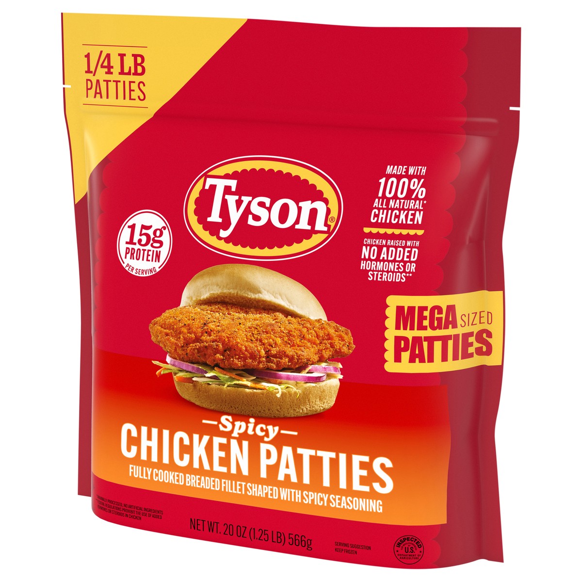 slide 2 of 13, Tyson Frozen Spicy Mega Chicken Patties, 20 oz, 20 oz