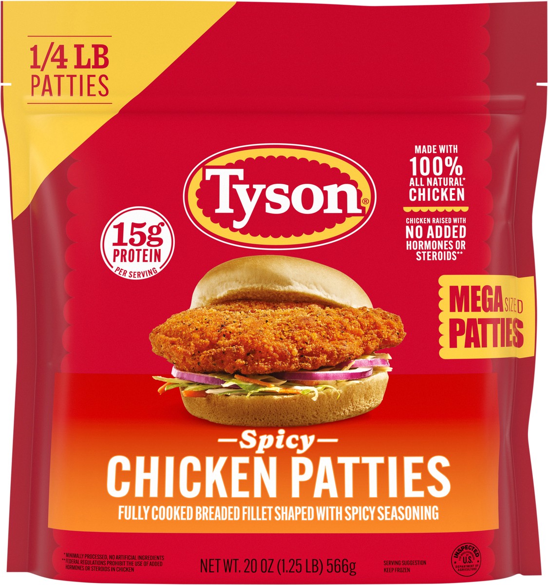 slide 7 of 13, Tyson Frozen Spicy Mega Chicken Patties, 20 oz, 20 oz