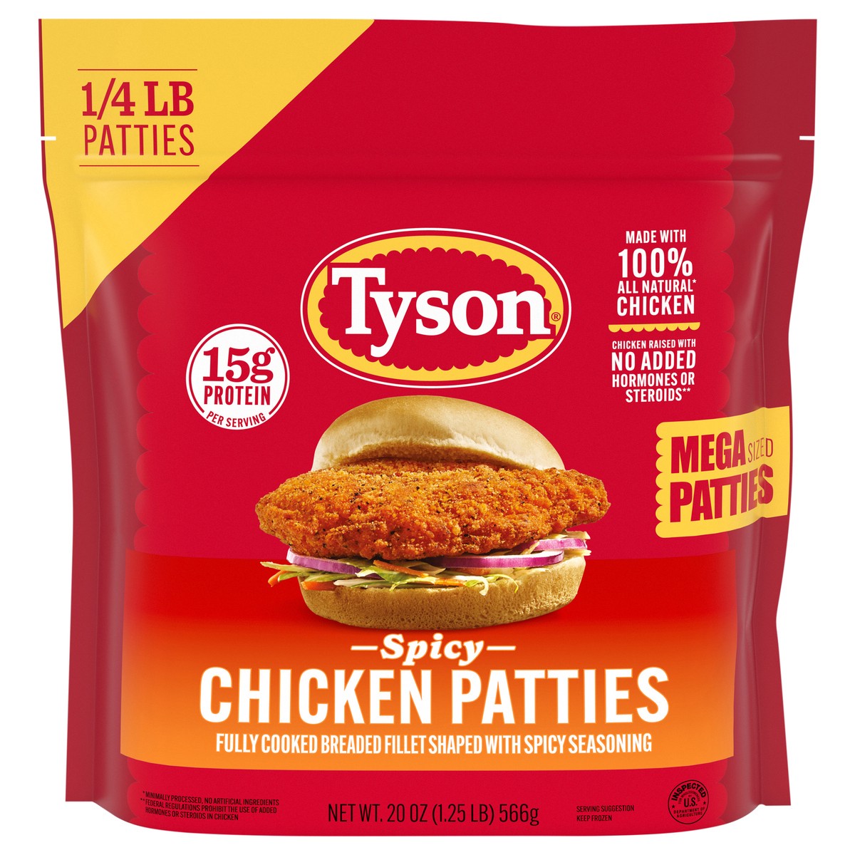 slide 13 of 13, Tyson Frozen Spicy Mega Chicken Patties, 20 oz, 20 oz