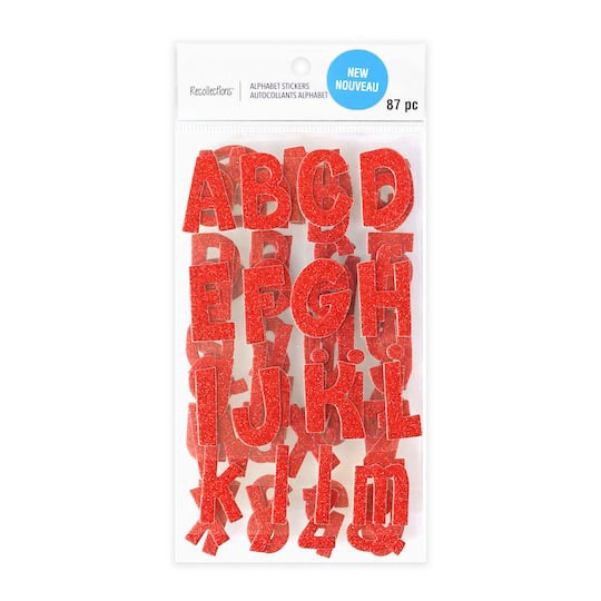 slide 1 of 5, 1.25" Red Glitter Alphabet Stickers By Recollections, 1.25 in