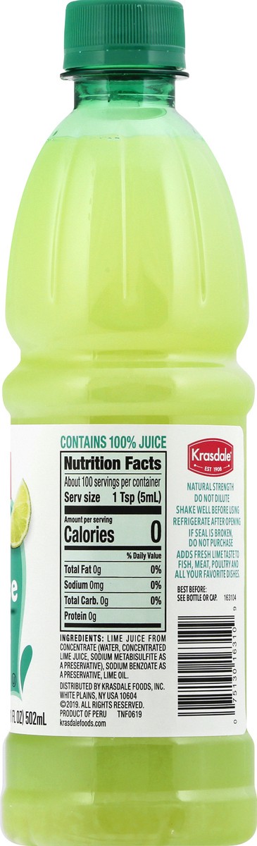 slide 10 of 13, Krasdale Lime Lime Juice 17 oz, 17 oz