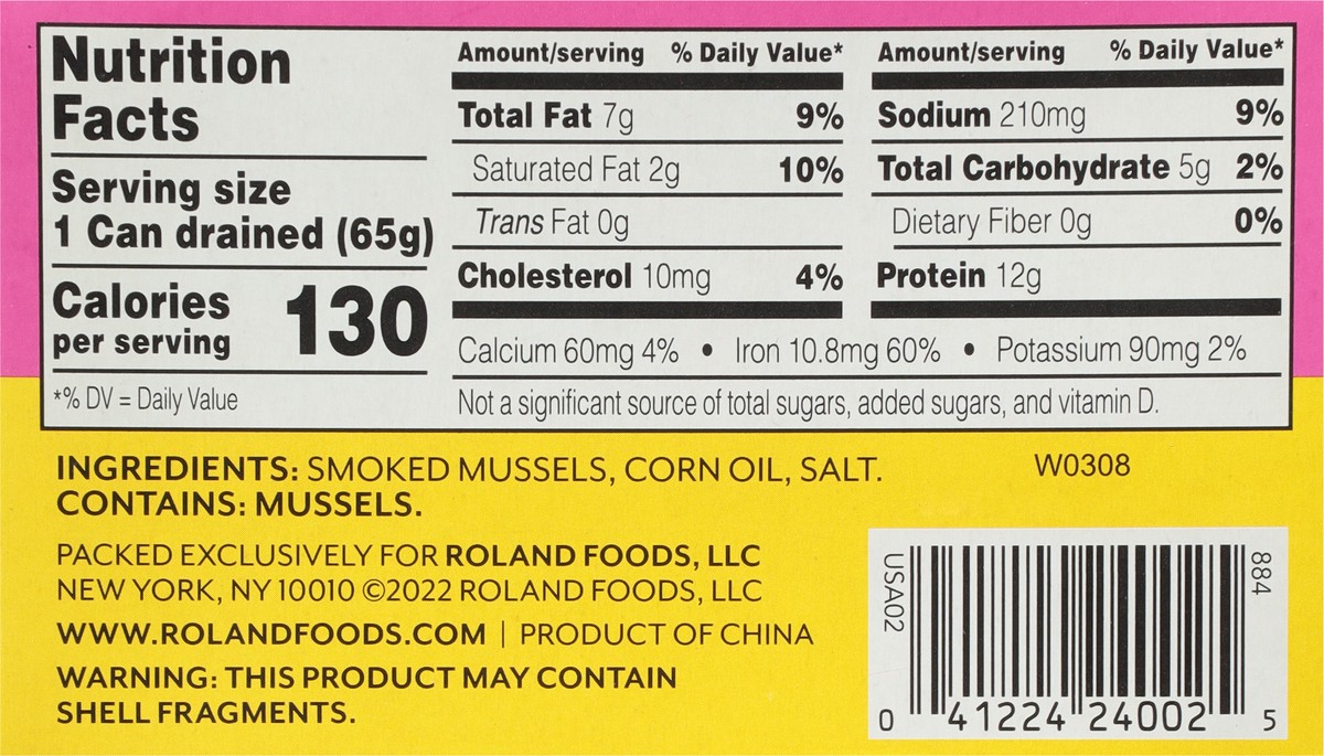 slide 3 of 11, Roland Smoked Mussels, 3 oz