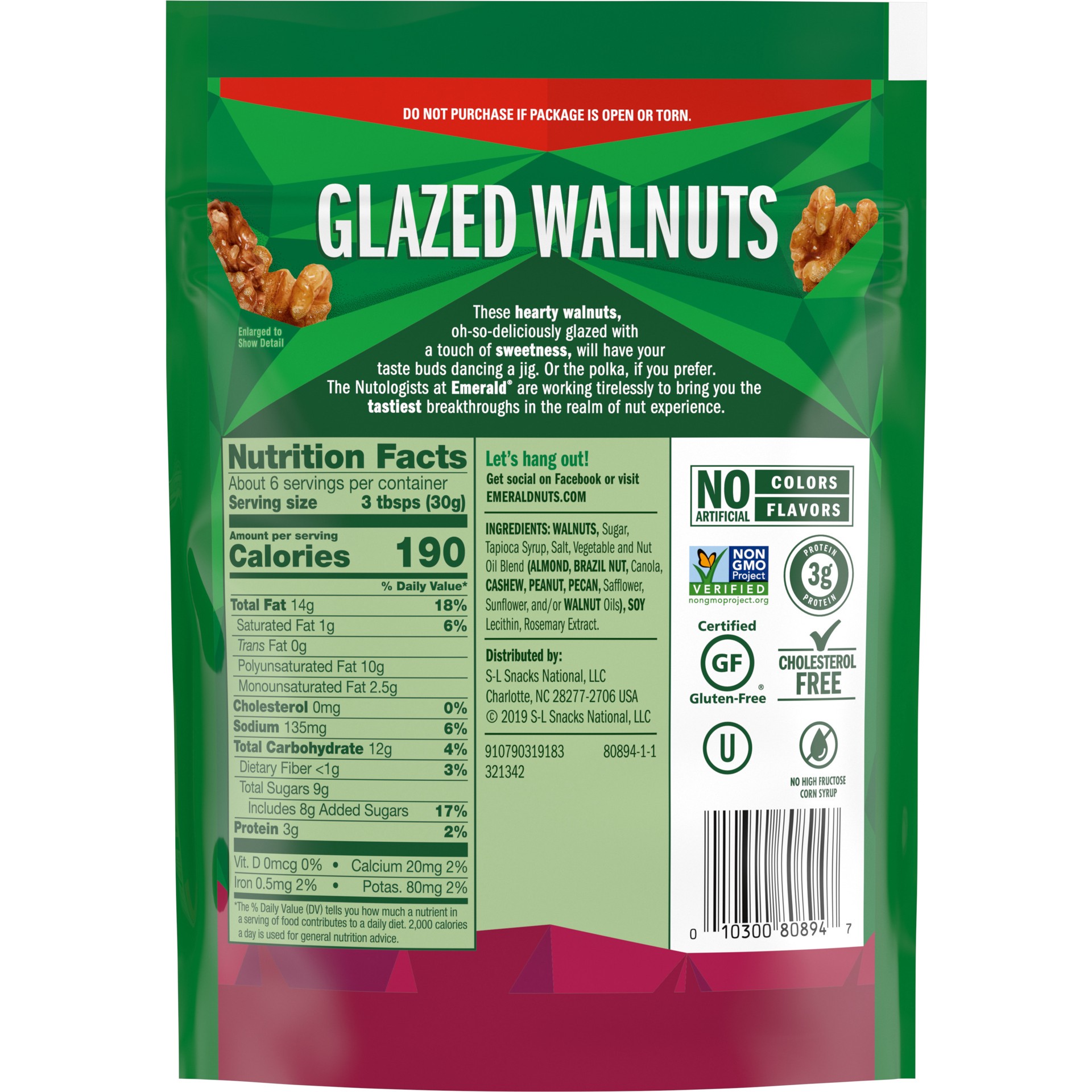 slide 2 of 5, Emerald Glazed Walnuts, 6.5 oz